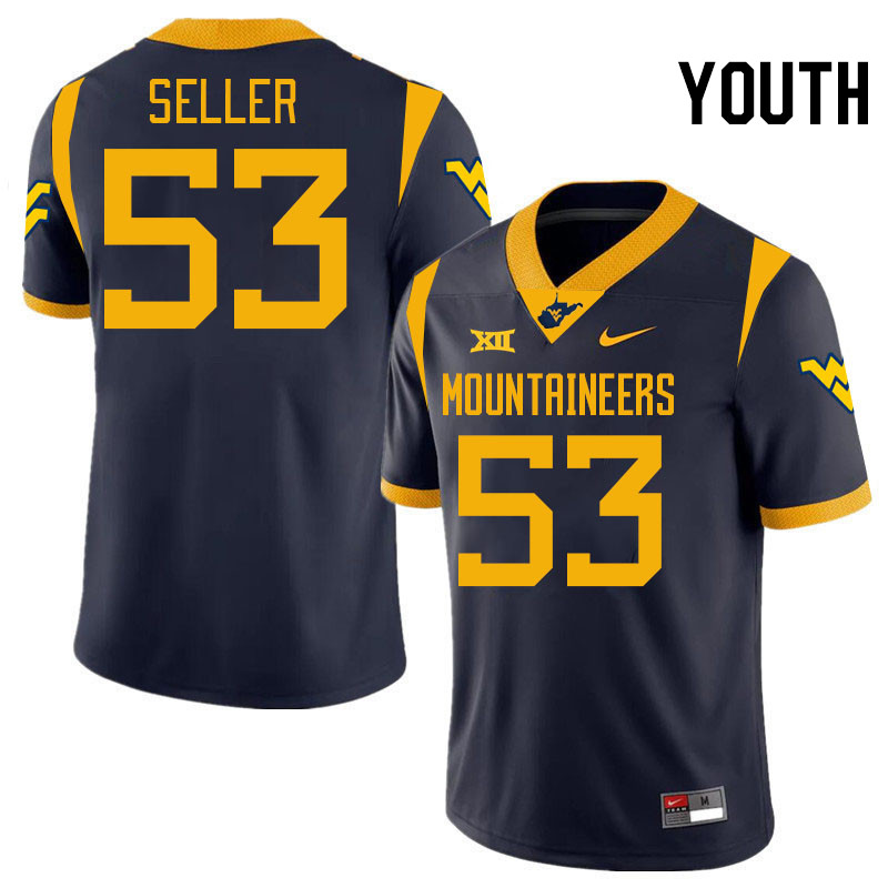 Youth #53 Kaden Seller West Virginia Mountaineers College 2024 New Uniforms Football Jerseys Stitche